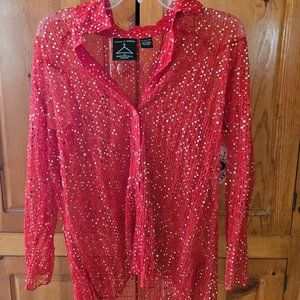 Red Sequined Overblouse